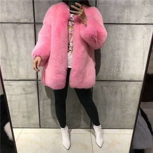 FREYA Fox Fur Coat Pink