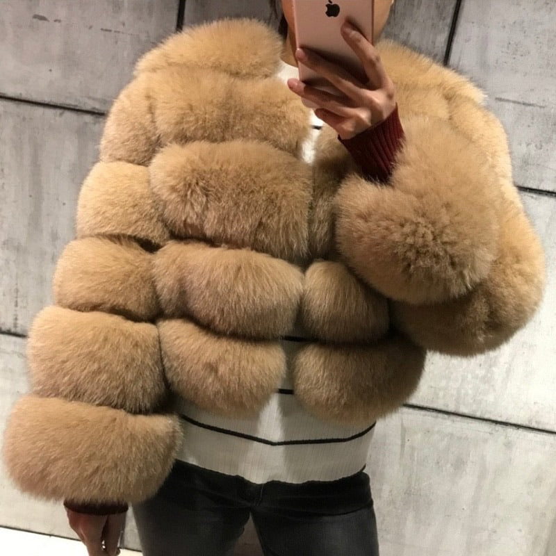 EMILY Ring Cropped Fox Fur Coat All Colours – diMODA