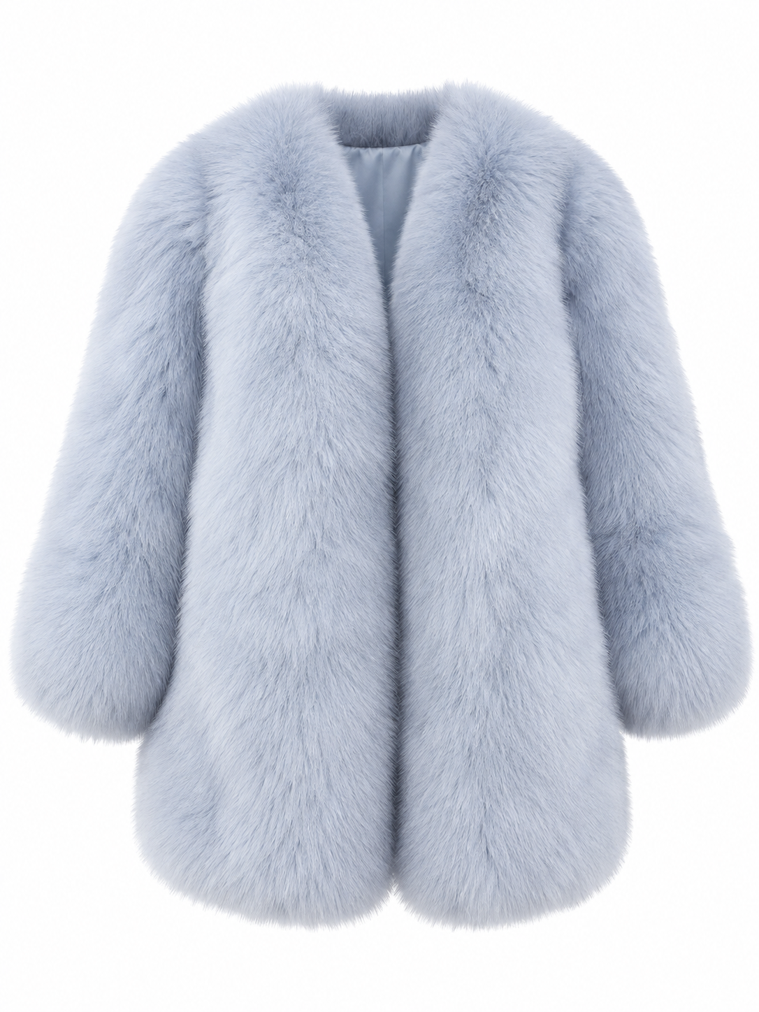 FREYA Fox Fur Coat Sky Blue