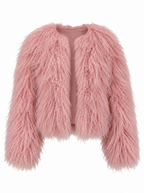 TARA Mongolian Fur Coat Baby Pink