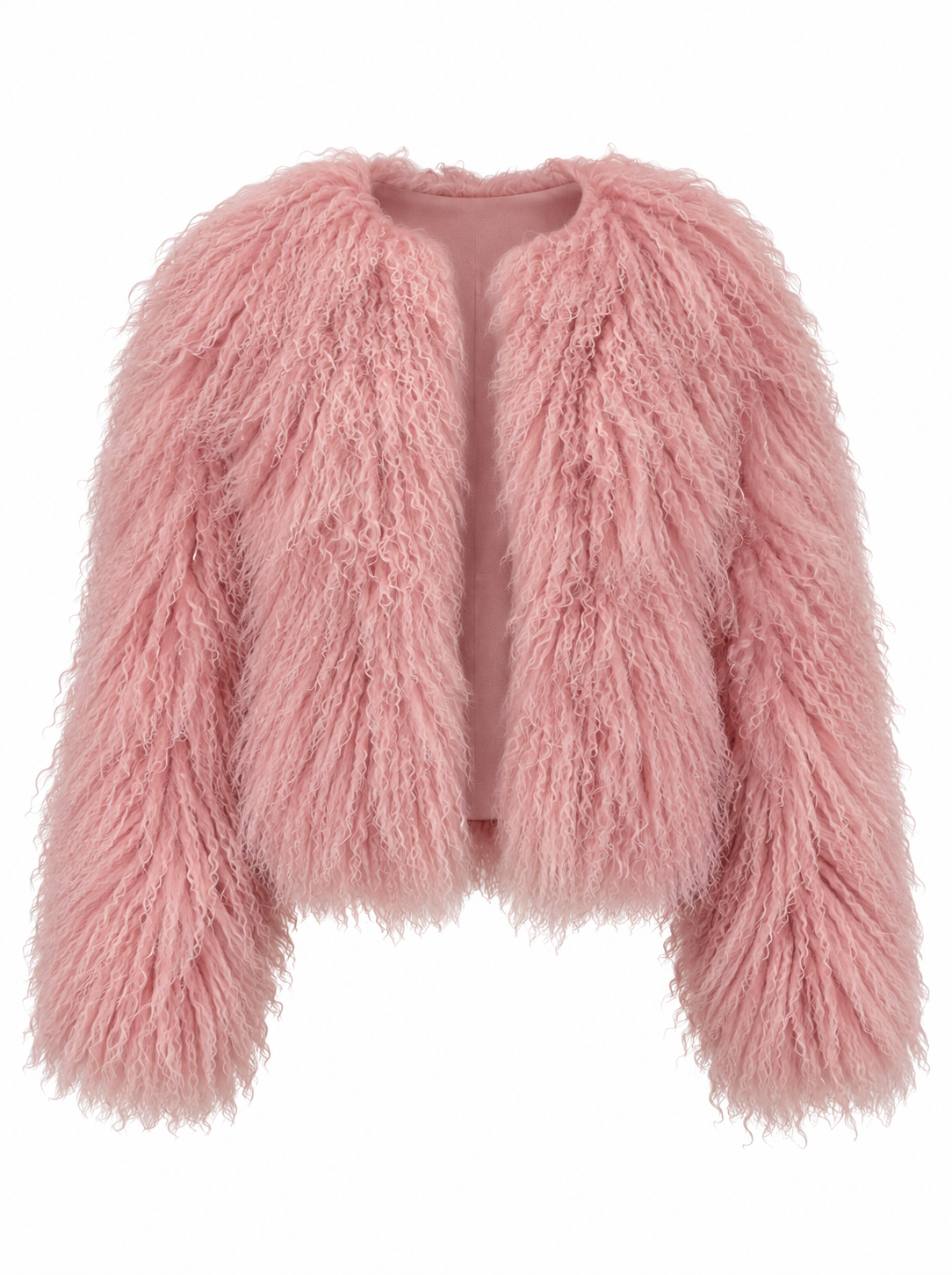 TARA Mongolian Fur Coat Baby Pink
