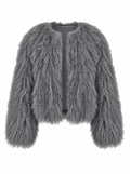 TARA Mongolian Fur Coat Grey