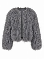 TARA Mongolian Fur Coat Grey