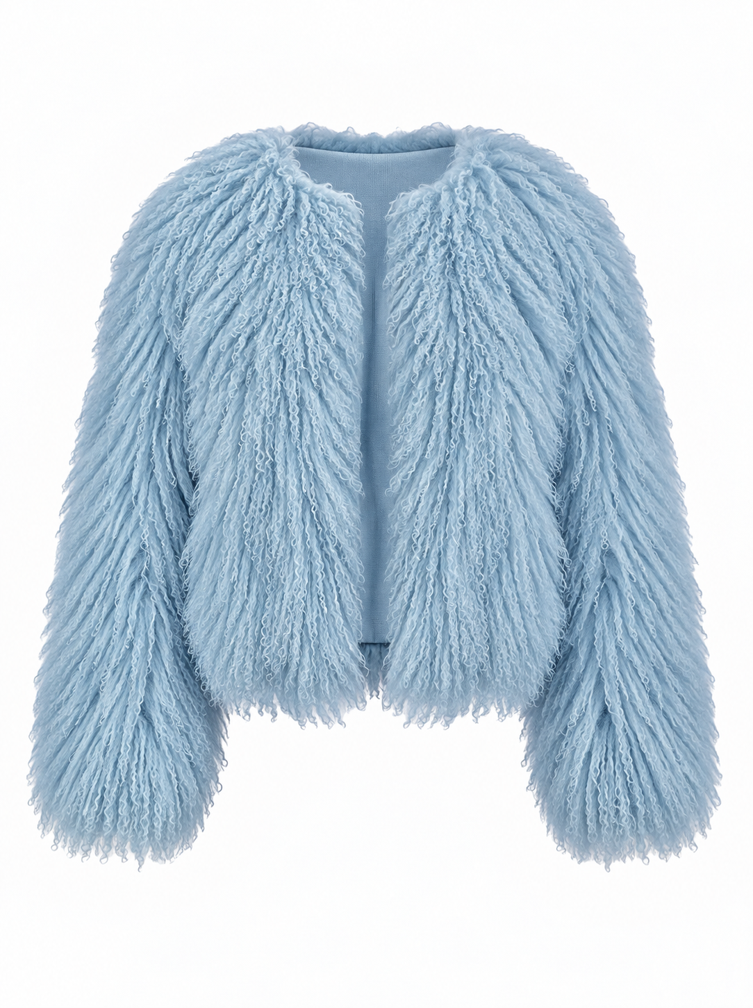 TARA Mongolian Fur Coat Baby Blue