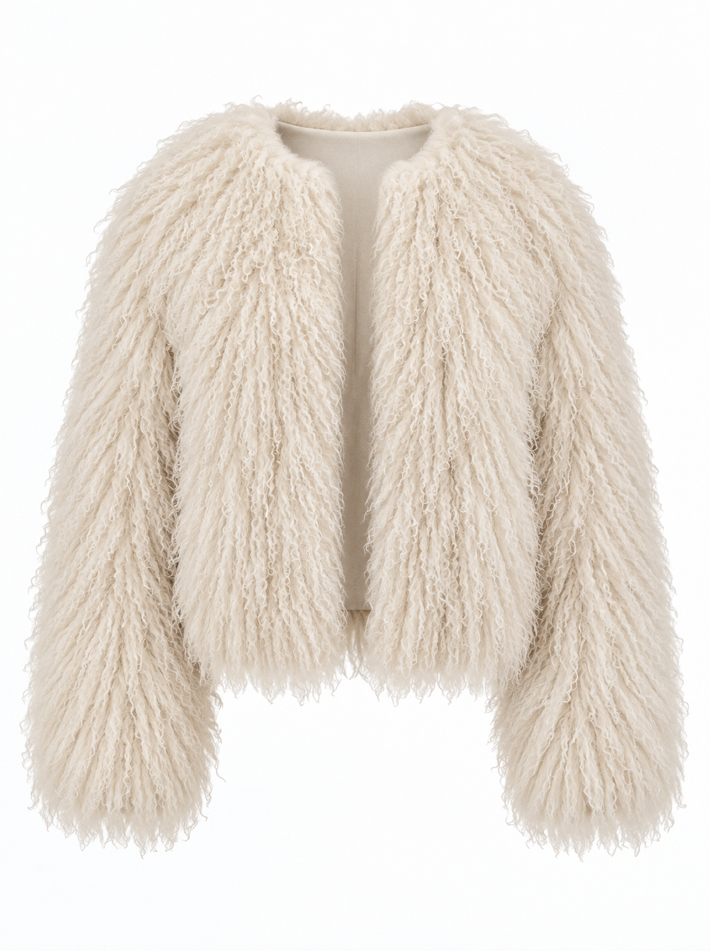 TARA Mongolian Fur Coat Beige