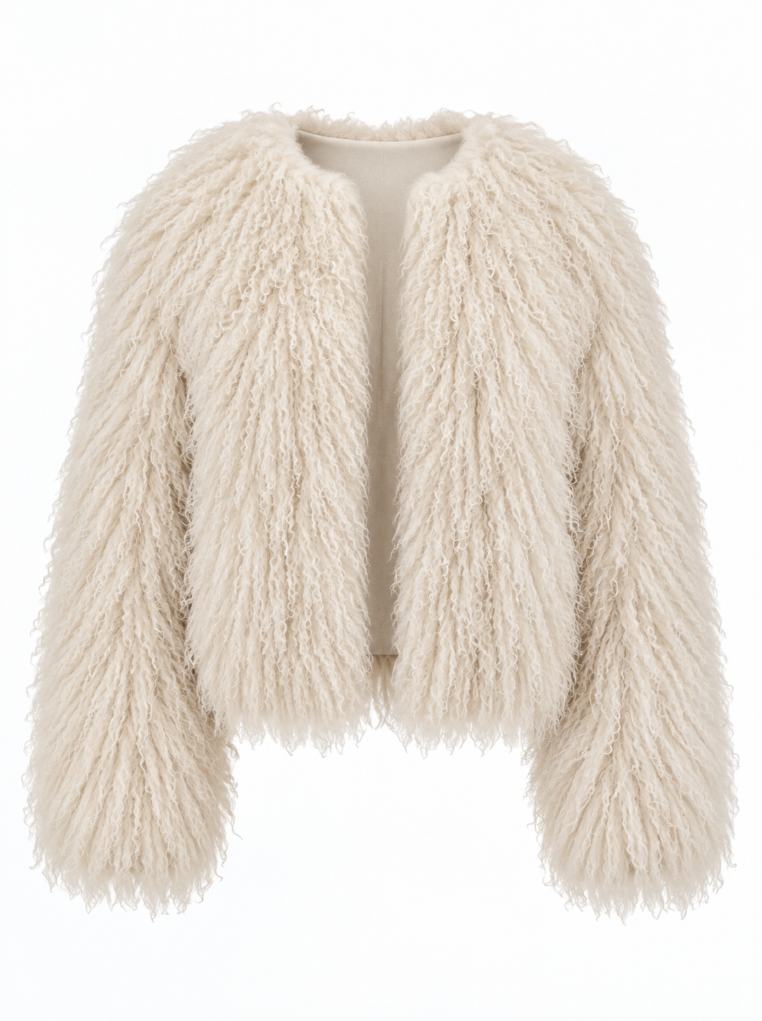 TARA Mongolian Fur Coat Beige