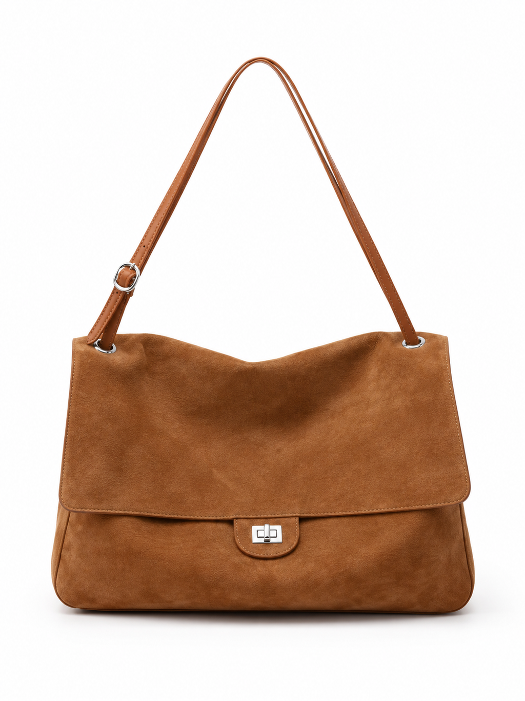 BLAZE Suede Flap Bag Tan