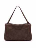 BLAZE Suede Flap Bag Chocolate Brown