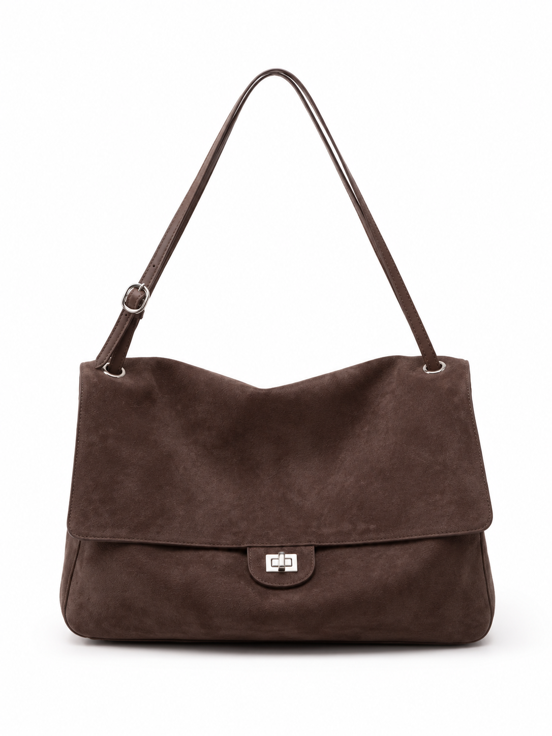BLAZE Suede Flap Bag Chocolate Brown