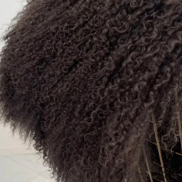 TARA Mongolian Fur Coat Chocolate Brown