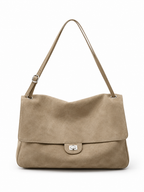 BLAZE Suede Flap Bag Light Taupe