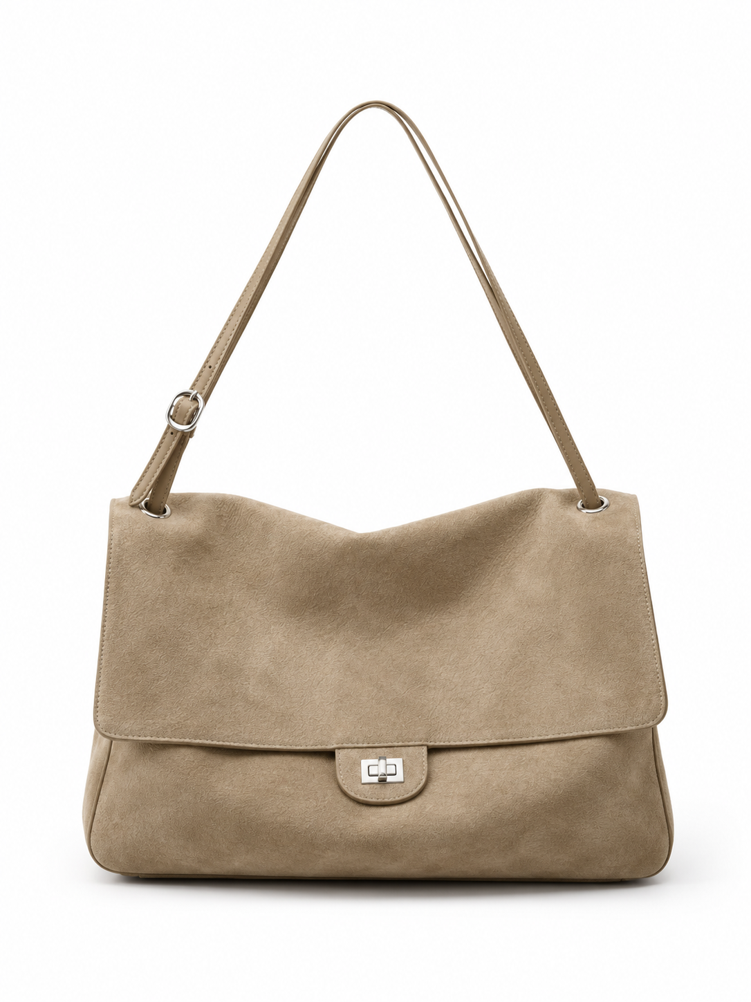 BLAZE Suede Flap Bag Light Taupe