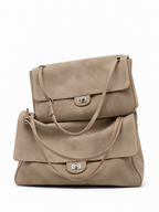 BLAZE Suede Flap Bag Light Taupe