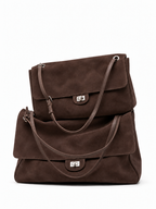BLAZE Suede Flap Bag Chocolate Brown