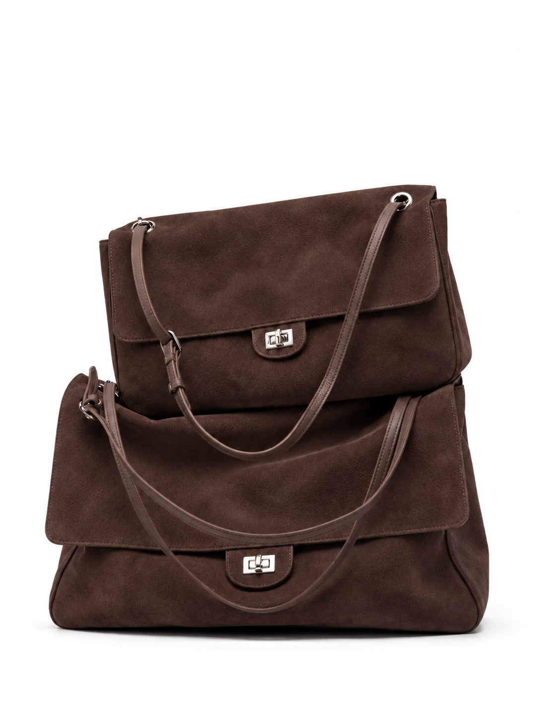 BLAZE Suede Flap Bag Chocolate Brown