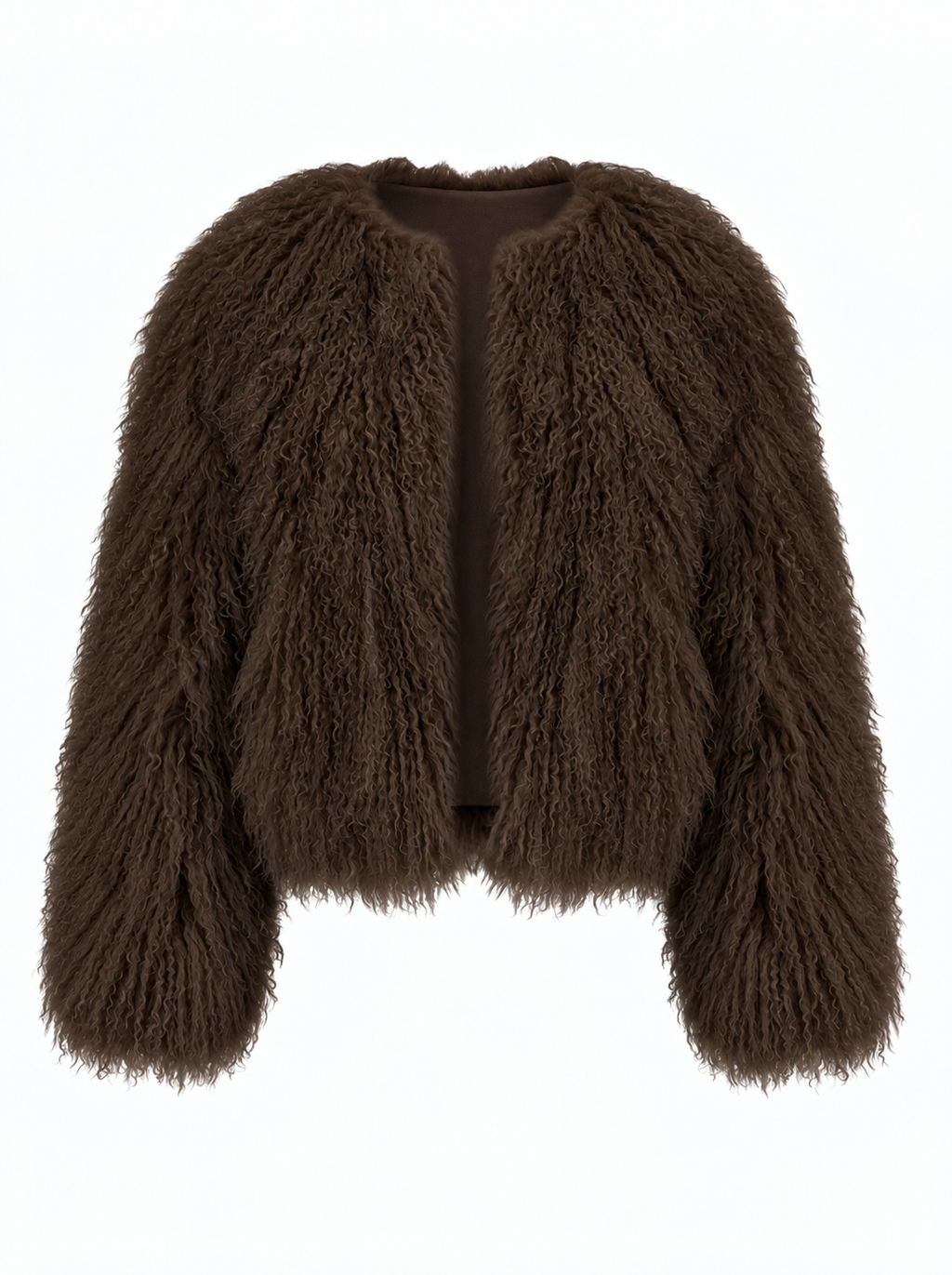 TARA Mongolian Fur Coat Chocolate Brown