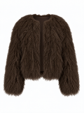 TARA Mongolian Fur Coat Chocolate Brown