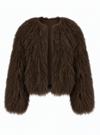 TARA Mongolian Fur Coat Chocolate Brown