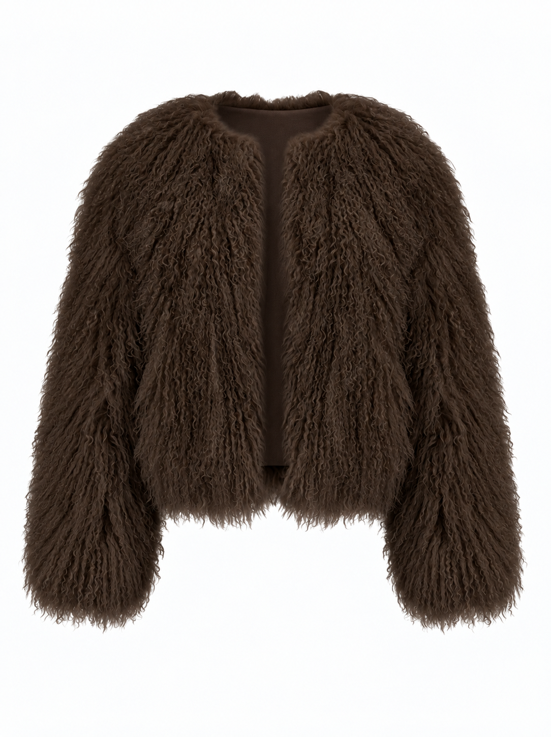 TARA Mongolian Fur Coat Chocolate Brown