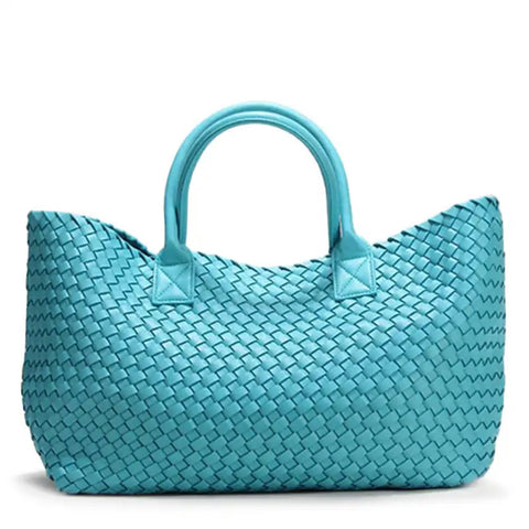 ELIZA Woven Tote Turquoise