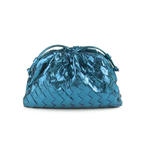 Woven DARCEY Clutch Metallic Blue