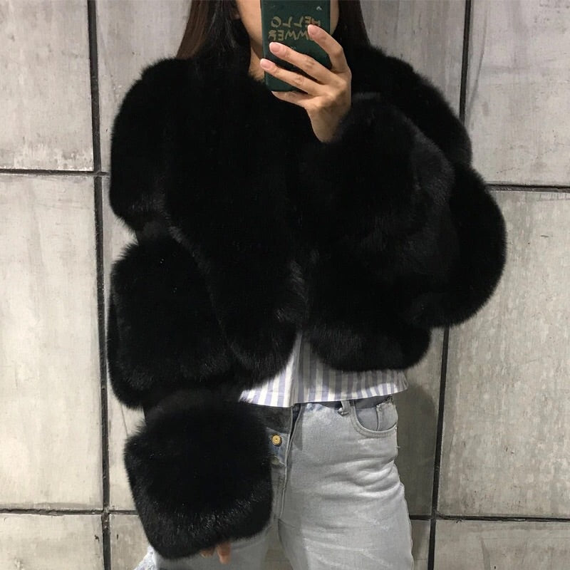 BRIA Bubble Fox Fur Coat All Colours diMODA