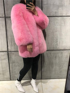 FREYA Fox Fur Coat Pink