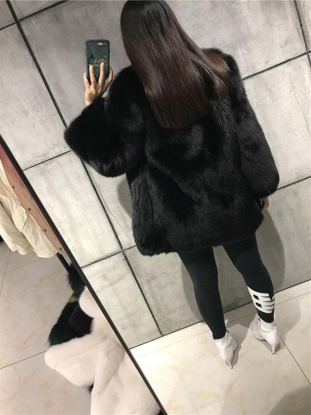 FREYA Fox Fur Coat Black