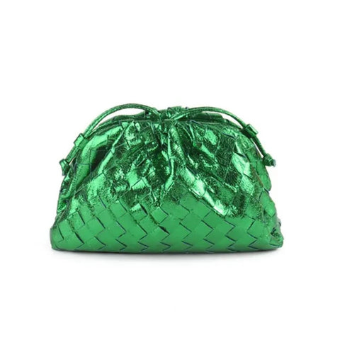 Woven DARCEY Clutch Metallic Green