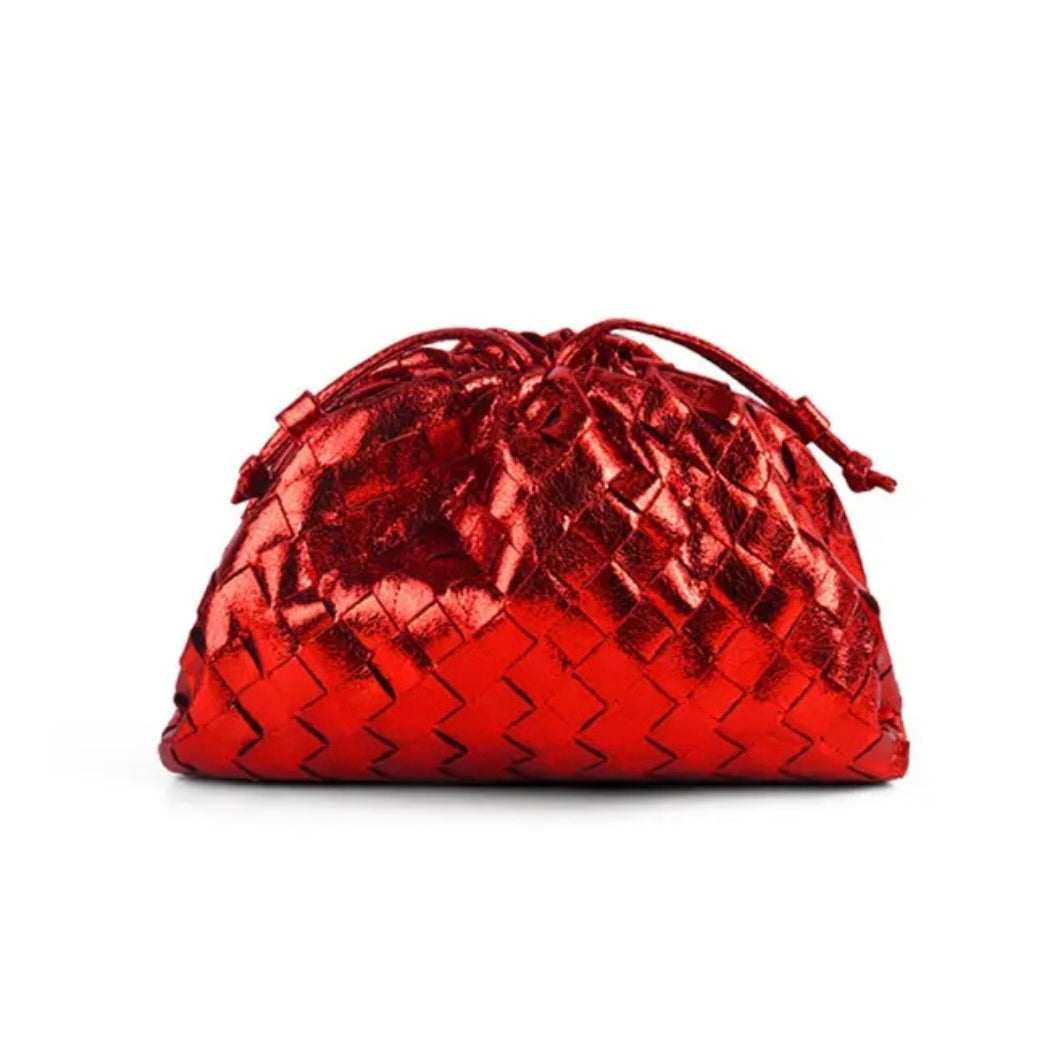 Woven DARCEY Clutch Metallic Red