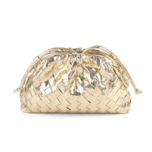 Woven DARCEY Clutch Metallic Gold