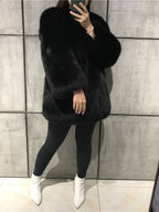 FREYA Fox Fur Coat Black
