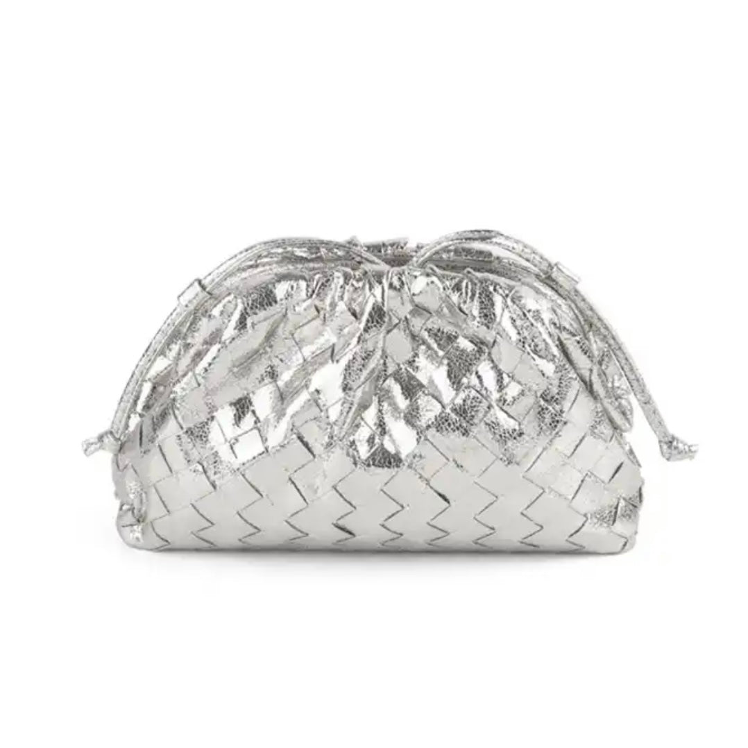 Woven DARCEY Clutch Metallic Silver