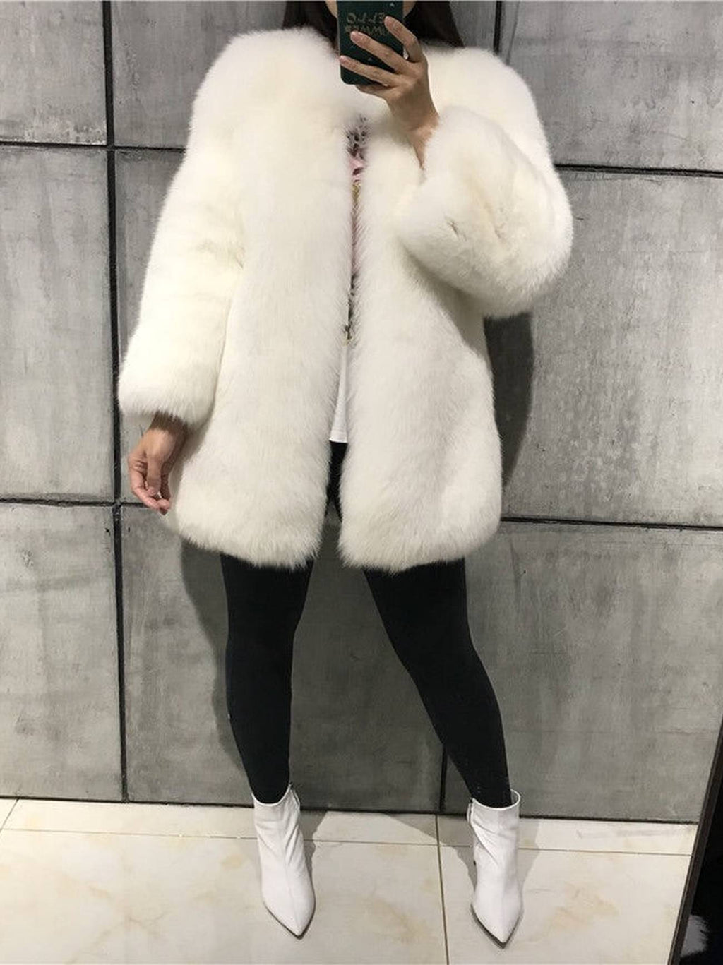 FREYA Fox Fur Coat White