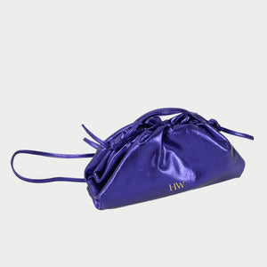 DARCEY Leather Clutch Metallic Purple