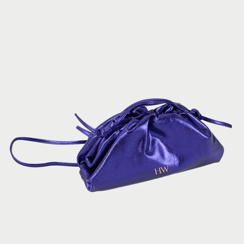 DARCEY Leather Clutch Metallic Purple